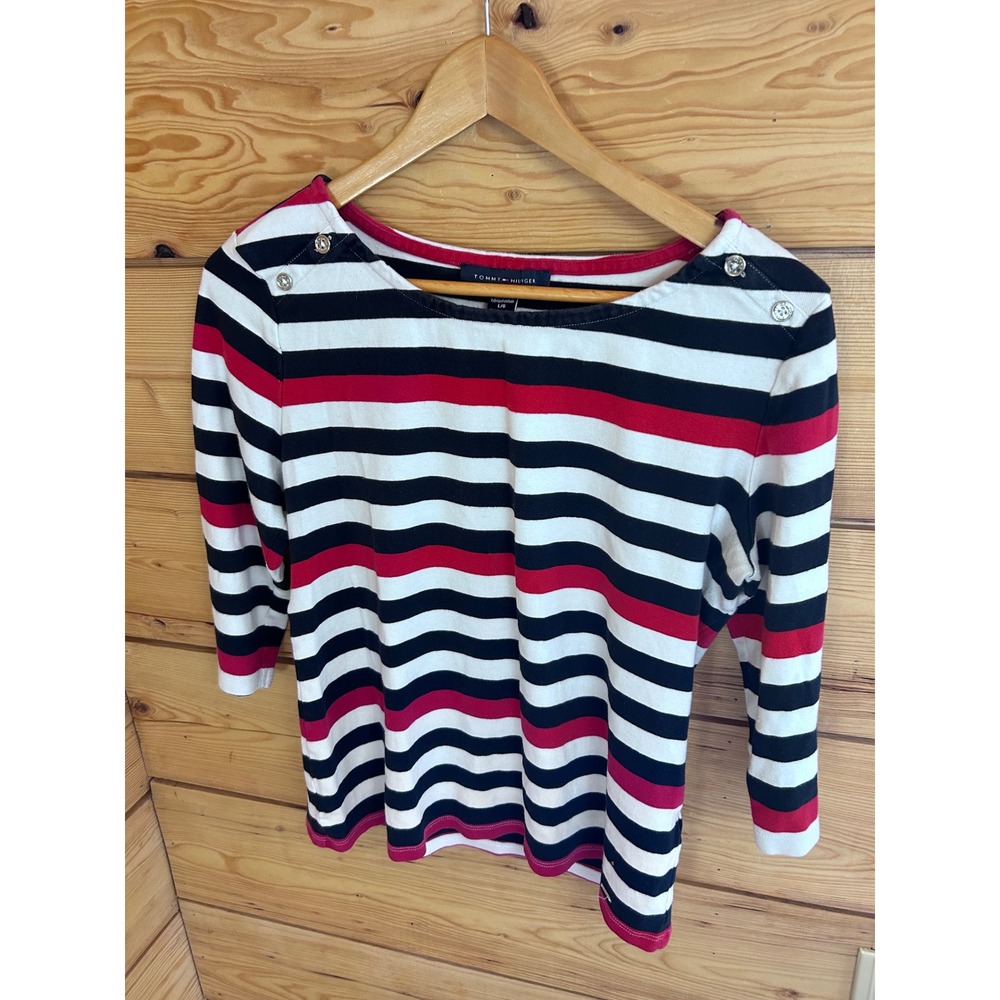 Tommy Hilfiger Nautical Stripe Boatneck Top Red White Blue Large
Costal Large - Picture 4 of 8